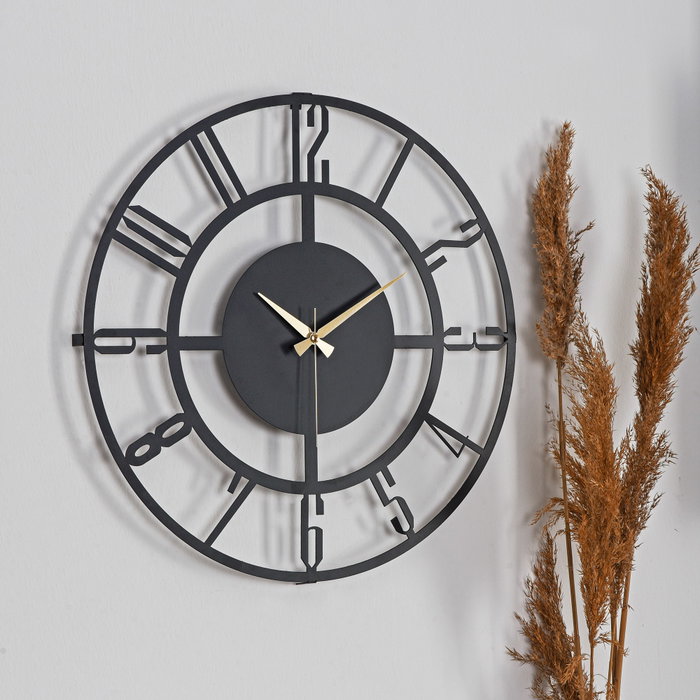 Wallity Reloj de pared decorativo de metal negro 41 cm
